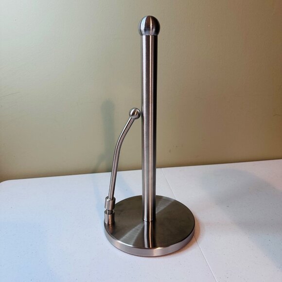 Brushed Stainless Steel Paper Towel Holder Spring-Loaded Arm For Easy Tearing - Picture 2 of 7